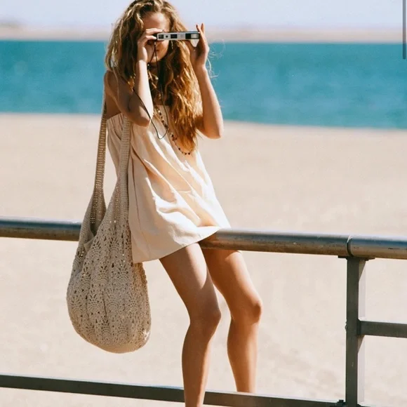 Zara Dresses Zara Linen Cotton Blend Mini Costal Dress Peach